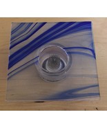 Vtg IKEBANA Glass Flower FROG by Bragg Studio Blue &amp; Clear w/ Metal Stem... - $27.06 CAD