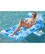 Sloosh Adjustable Backrest Pool Floats - Tropical Leaves Pool Lounger, Blue - €29,74 EUR