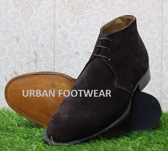 Mens Handmade Formal Shoes, Brown Suede Chukka Ankle Boot
