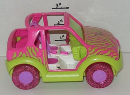2001 Origin Mattel Polly Pocket Pink Gree Zebra 6&quot; Jeep Car Toy - £11.26 GBP
