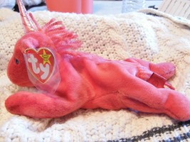 Ty B EAN Ie Baby Retired Red Mystic The Unicorn W/MC Horn (Hand Dyed) - £13.05 GBP