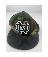 New Era Notre Dame Hat Camo Green Brown Black 6 ¾ Sportswear Fitted Sports - $25.19 CAD