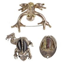 Argent Sterling &amp; Pierre Précieuse Grenouilles,Crapauds Broches,Pendenti... - $198.03
