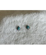 Blue Iridescent Stud Earrings With Silver Bead Like Details - $335.52 MXN