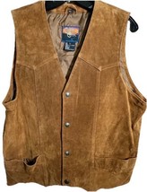 Triple Creek Size L Large Brown Suede Leather Snap Western Rodeo Mens Vest - £22.24 GBP