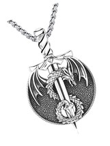 925 Sterling Silver Dragon/Lion/Eagel Pendant Necklace - £86.01 GBP