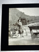 Vintage Black And White Magic Lantern Slide Lady Standing Next To Rushin... - $31.42 CAD