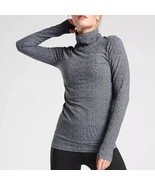 Athleta Sz M Flurry Peak UPF 50 Top Turtleneck Base Layer Gray Blouse - $50.61 CAD