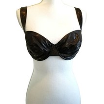 Vintage 90s Unlined Black Gold Underwire Bra Goth Rocker Size 36D - $24.10