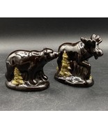 Woodland By Home Moose and Bear Salt &amp; Pepper Shakers Brown Cabin Decor - €19,76 EUR