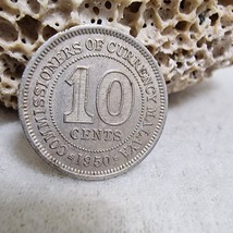 1950 Malaya 10 Cents Coin King George VI Vintage British Colonial Era Ra... - $25.78 CAD