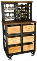 Hobbs Germany Bar Cabinet Wine Rack Glasses, Bordeaux Crates, Walnut, Wheels - £2,275.55 GBP