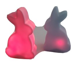 Easter Bunny Rabbit Lights Changing Color 4.25&quot; Tall 2 Count Pink Blue Plastic - £11.02 GBP