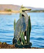 Vtg Fish Ent Enamel And Goldtone Metal Heron In Grasses Pin Brooch Made ... - $297.11 MXN