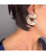 1980s Handmade OOAK Silver gEOMETRIC CIRCLE Modernist Earrings OFFeR! - $618.36 CAD