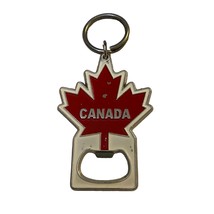 Canada Enamel Maple Leaf Keychain Bottle Opener Charm Single Sided Souvenir - $7.87