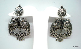 vintage earrings sterling silver earrings peacock design earrings stud earrings - £125.06 GBP