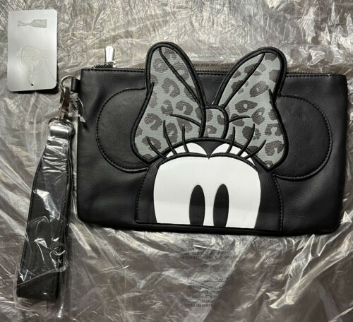 Disney Store Minnie Mouse Animal Print Bow Wristlet Purse Pouch Clutch New - $29.99