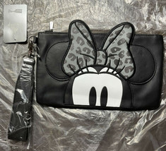 Disney Store Minnie Mouse Animal Print Bow Wristlet Purse Pouch Clutch New - £23.96 GBP