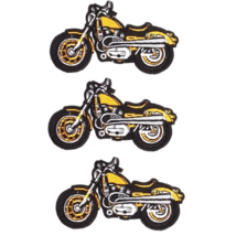 [NEW] 3-PACK YELLOW MOTORCYCLE BADGES IRON ON PATCHES SET 3PCS EMBROIDER... - $15.99