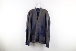Vtg 40s 50s Mens Large Thrashed Wool Knit Varsity Letterman Cardigan Sweater USA - £62.26 GBP