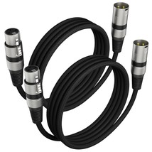 Professional 2 Pack 6Ft Xlr Cables, Noise Free And Long-Lasting Braided, Black - £29.44 GBP