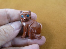 Y-CAT-54 red KITTY CAT blue eyes gemstone figurine cats SOAPSTONE PERU e... - £6.70 GBP