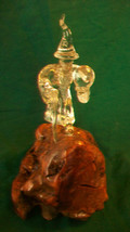HAND BLOWN GLASS WIZARD WITH ORB ON RESIN ROCK FIGURINE by LEWIS C. WILSON - $300.00