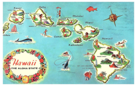 Hawaii The Aloha State Island Chain Map Hawaii Postcard 1967 - £7.86 GBP