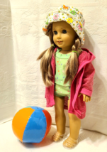 6-Piece Swim Set for 18&quot; Dolls ~ Tankini, Cover, Hat, Beach Ball, Jelly Sandals - £14.11 GBP