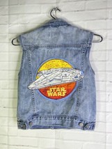 Gap x Star Wars Millennium Falcon Embroidered Patch Denim Jean Vest Boys Size M - £41.55 GBP