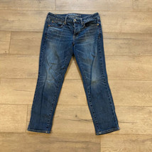 American Eagle Outfitters Cropped Denim Jeans ~ Sz 4 ~ Blue ~ Mid Rise - £17.95 GBP
