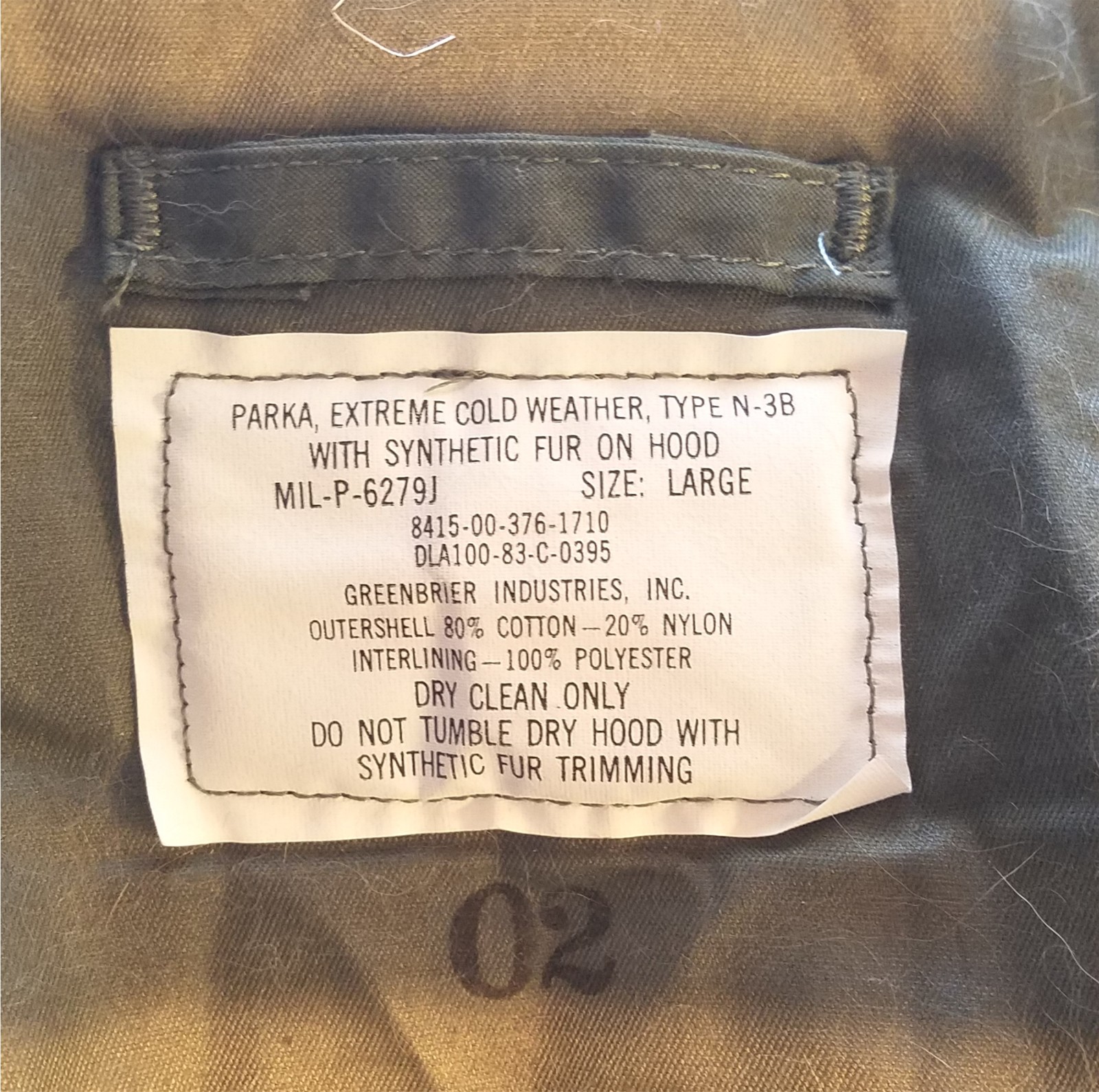 USAF US Air Force extreme cold weather parka N-3B LARGE unissued Greenbr... - $225.00