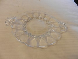 Vintage Round Clear Cut Glass Cookie Dish With Handles 7&quot; Diameter - £23.93 GBP