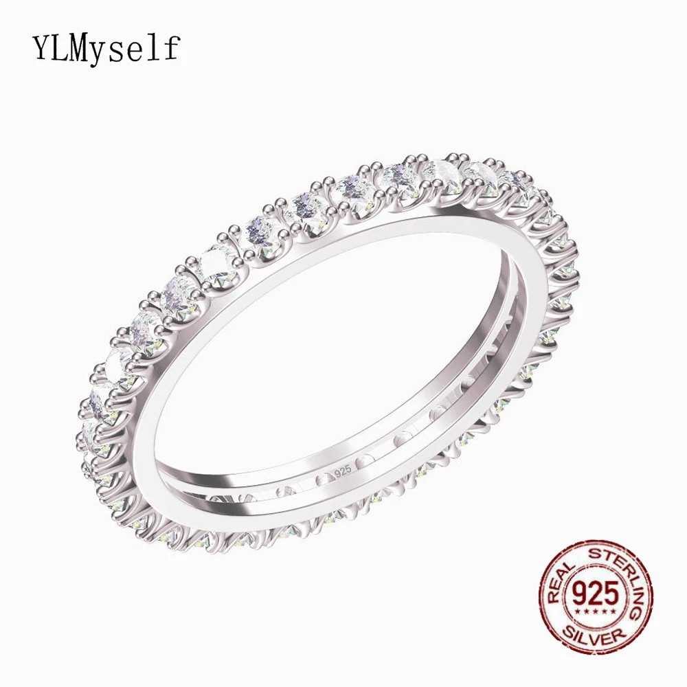 Real 925 Sterling Silver Rings Stunning Full 2/3/4mm Shiny Zirconia Engagement J - £26.87 GBP