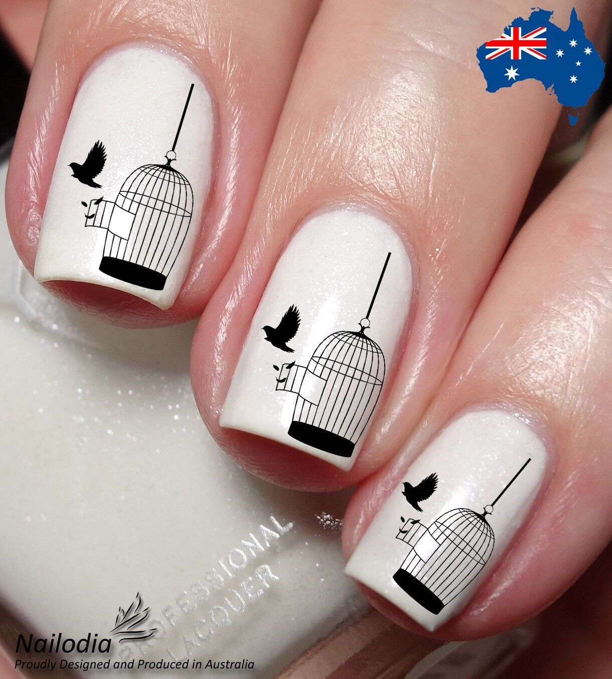 Flying Birds & Cage Nail Art Decal Sticker