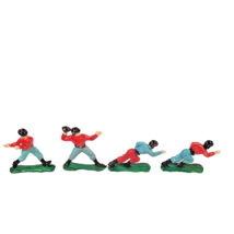 Lot Of 4 Vintage Hard Plastic Old Timey Football Player Toy Figures Cake... - $6.79