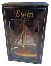 Elgin Quartz Gold Tone Mini Metal SAILBOAT Clock 2.5”x 3” Sealed New in Box - £21.64 GBP