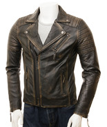 LE Men Vintage Biker Leather Jacket Buckerell - $2,615.30 MXN+