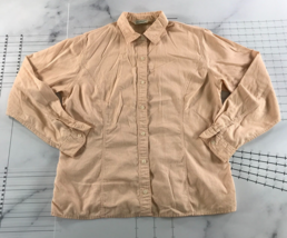 Vintage L.L. Bean Button Down Shirt Womens 12 Light Orange Tan Cotton - £15.47 GBP