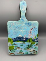Vtg Hand Painted Cutting Board Mount Fuji Ceramic Japan Wall Decor - $14.00