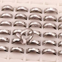Wholesale 50Pcs/lot 6mm Classic Fashion Stainless Steel Rings Wedding Lover Ring - £20.72 GBP