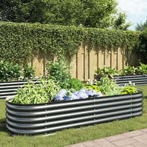 Garden Raised Bed 94.5&quot;x31.5&quot;x17.3&quot; Galvanized Steel Gray – Outdoor Plan... - $232.34 CAD