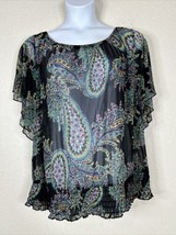 Lane Bryant Womens Plus Size 22/24 (2X) Sheer Paisley Smocked Top Flutter Sleeve - £12.05 GBP
