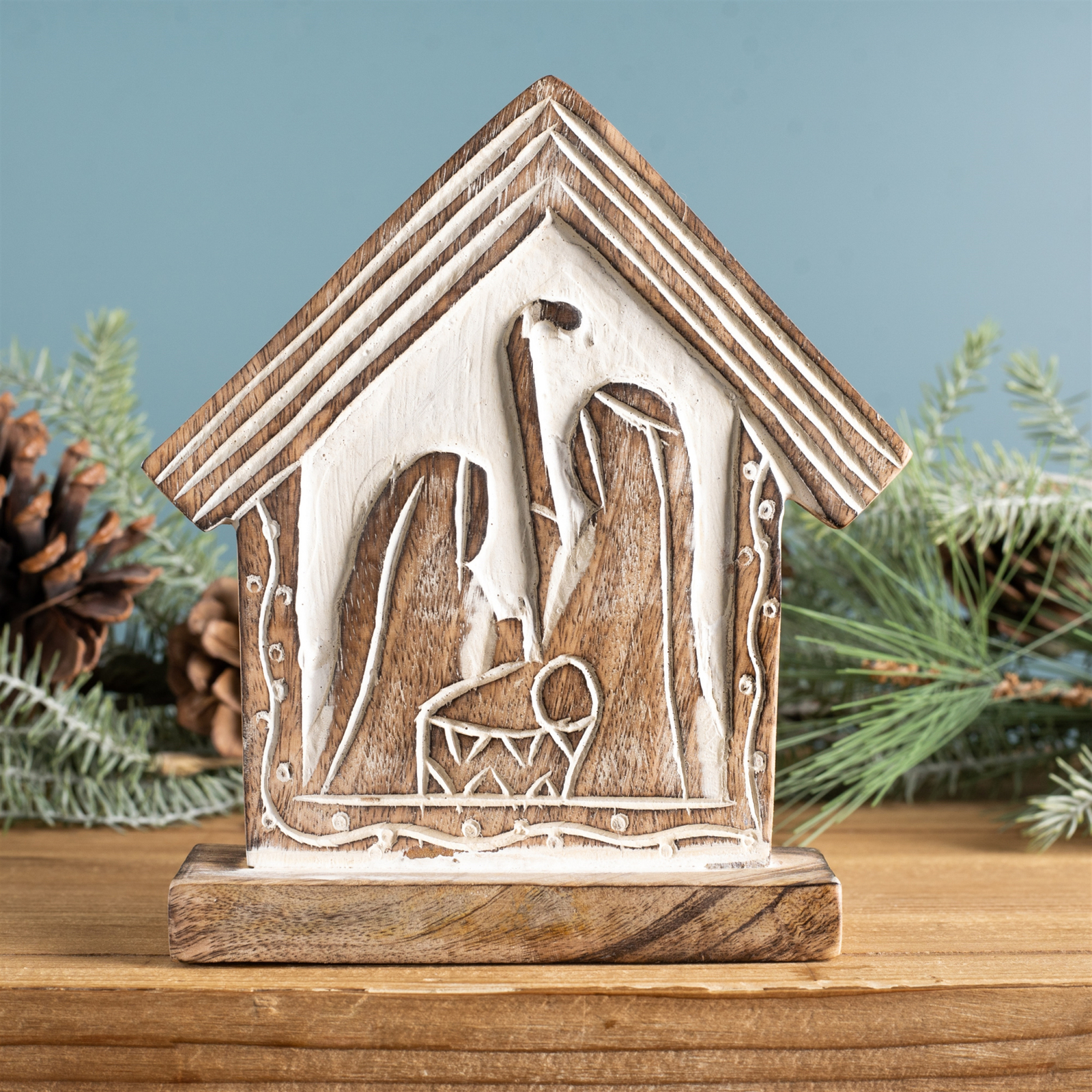 Wood Carved Nativity Barn (Set of 2) - $51.66