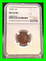 1910 Lincoln Wheat Penny 1c - Graded NGC MS-63BN - Amazing Deep Purple Toning - £118.63 GBP