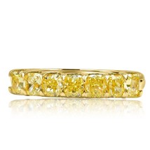 7 Stone Natural Fancy Yellow Cushion 1.42CT Diamond Wedding Band 18k yellow Gold - $2,018.86