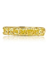 7 Stone Natural Fancy Yellow Cushion 1.42CT Diamond Wedding Band 18k yel... - £1,609.03 GBP