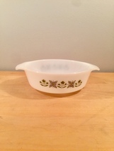  Vintage 60s Anchor Hocking 1qt casserole - Meadow Green pattern #436