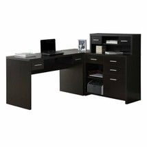 Bowery Hill L Shaped Computer Desk with Hutch in Cappuccino - £721.86 GBP